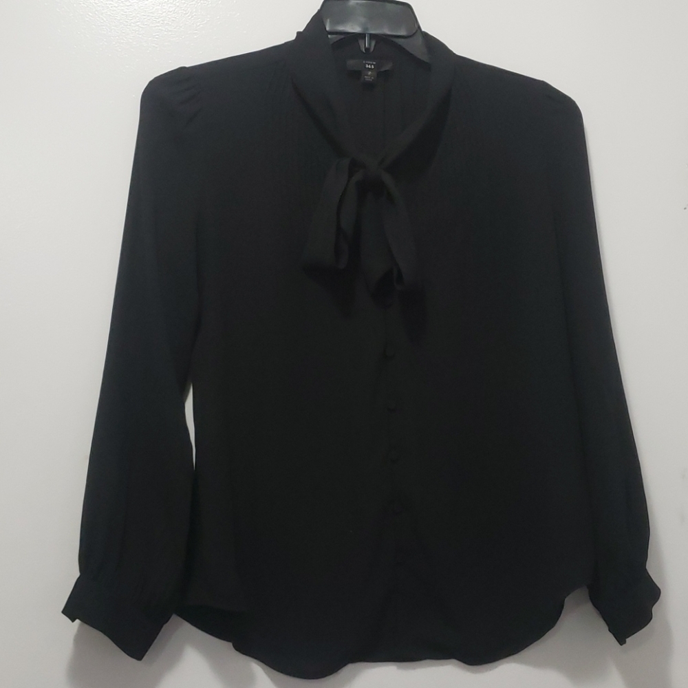 J Crew size 2 pussybow shirt black